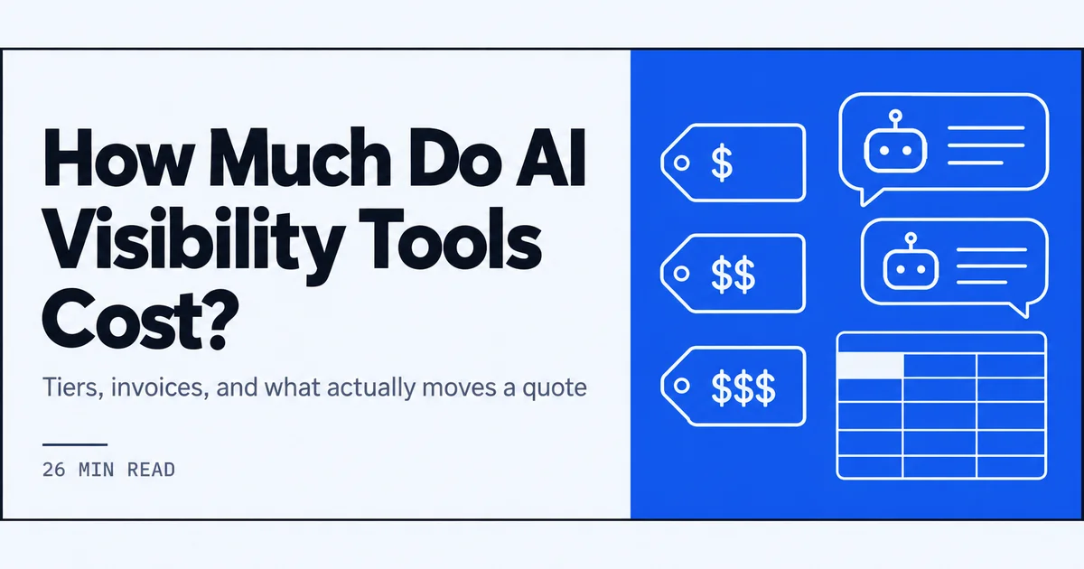 Line drawing of stacked price tags next to chatbot bubbles and a simple spreadsheet