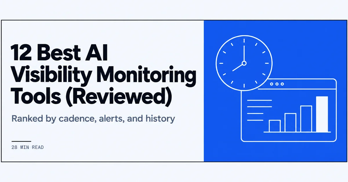 Line drawing of a clock next to stacked citation bars on an AI visibility dashboard
