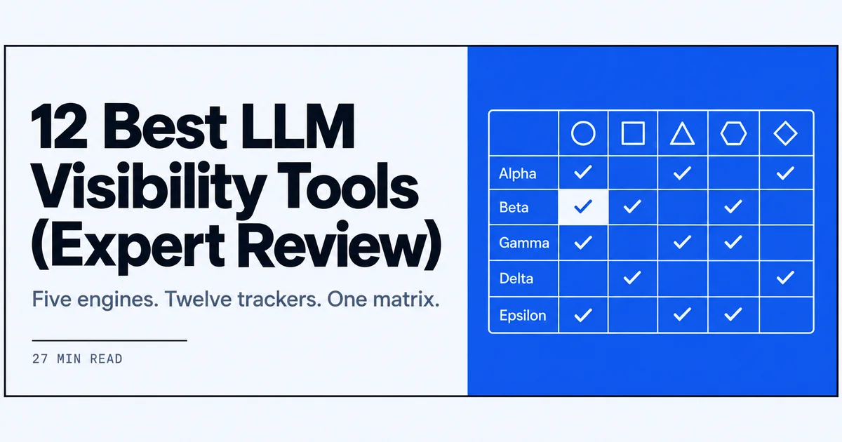 Simple line drawing of a model-coverage matrix comparing LLM visibility tools across five AI engines