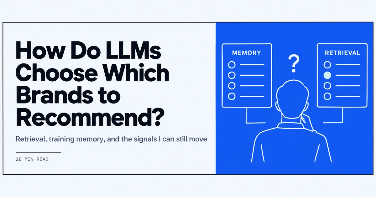 Line drawing of a practitioner comparing training-memory brand names against retrieval-ranked brand names