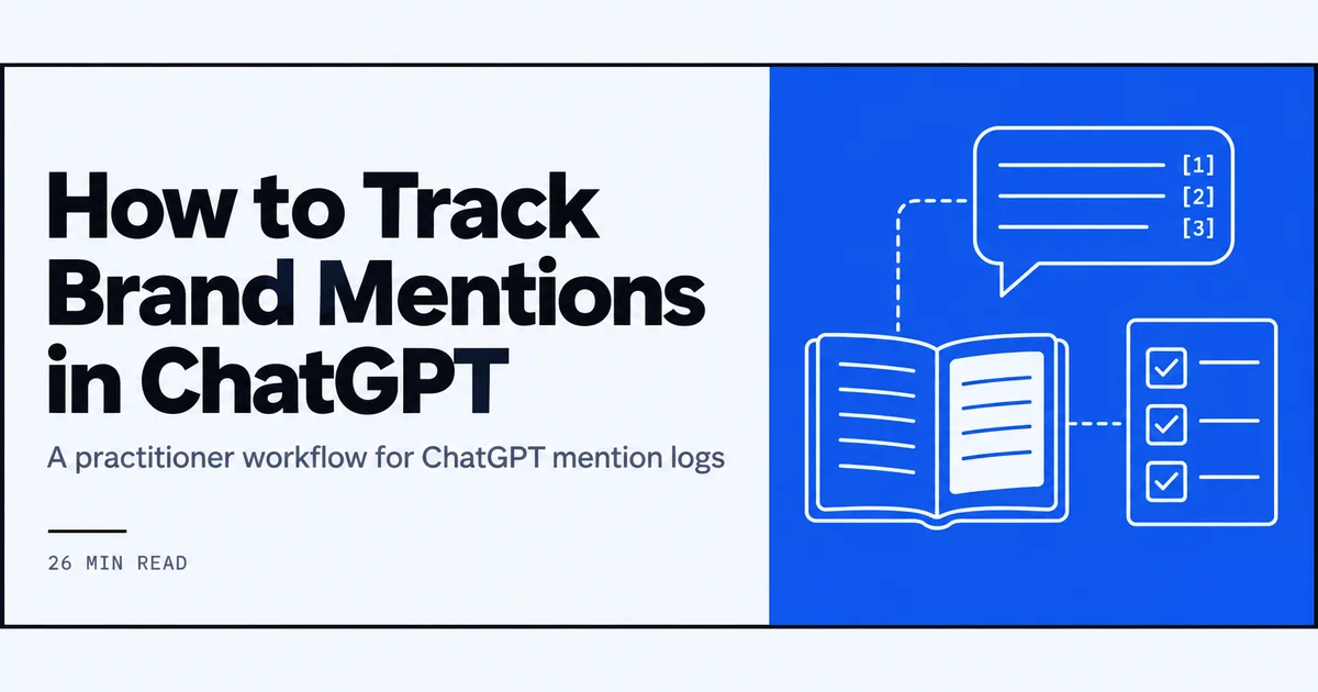 Line drawing of a notebook, a chat bubble with citations, and a brand-mention checklist